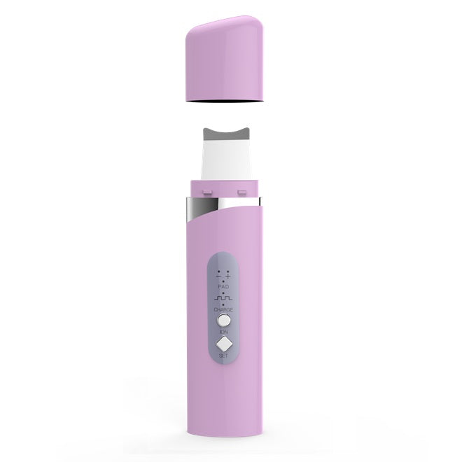 Purple electronic device with a metal top on a white background